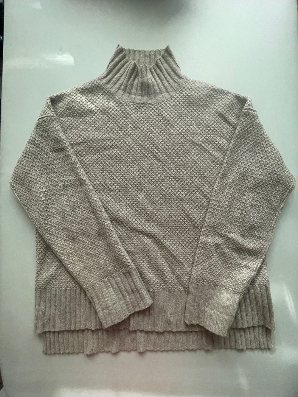 Everlane Cream Textured Cashmere Turtleneck Sweater